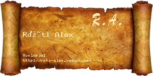 Réti Alex névjegykártya